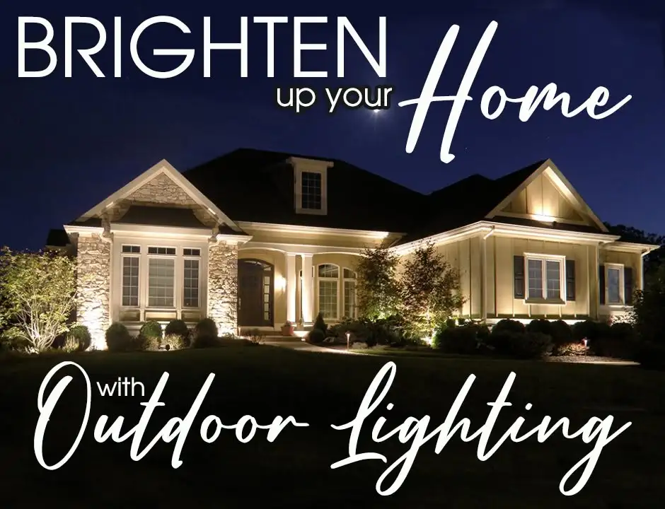 4-D advertisement: lit home at night, text reads Brighten up your home with outdoor lighting